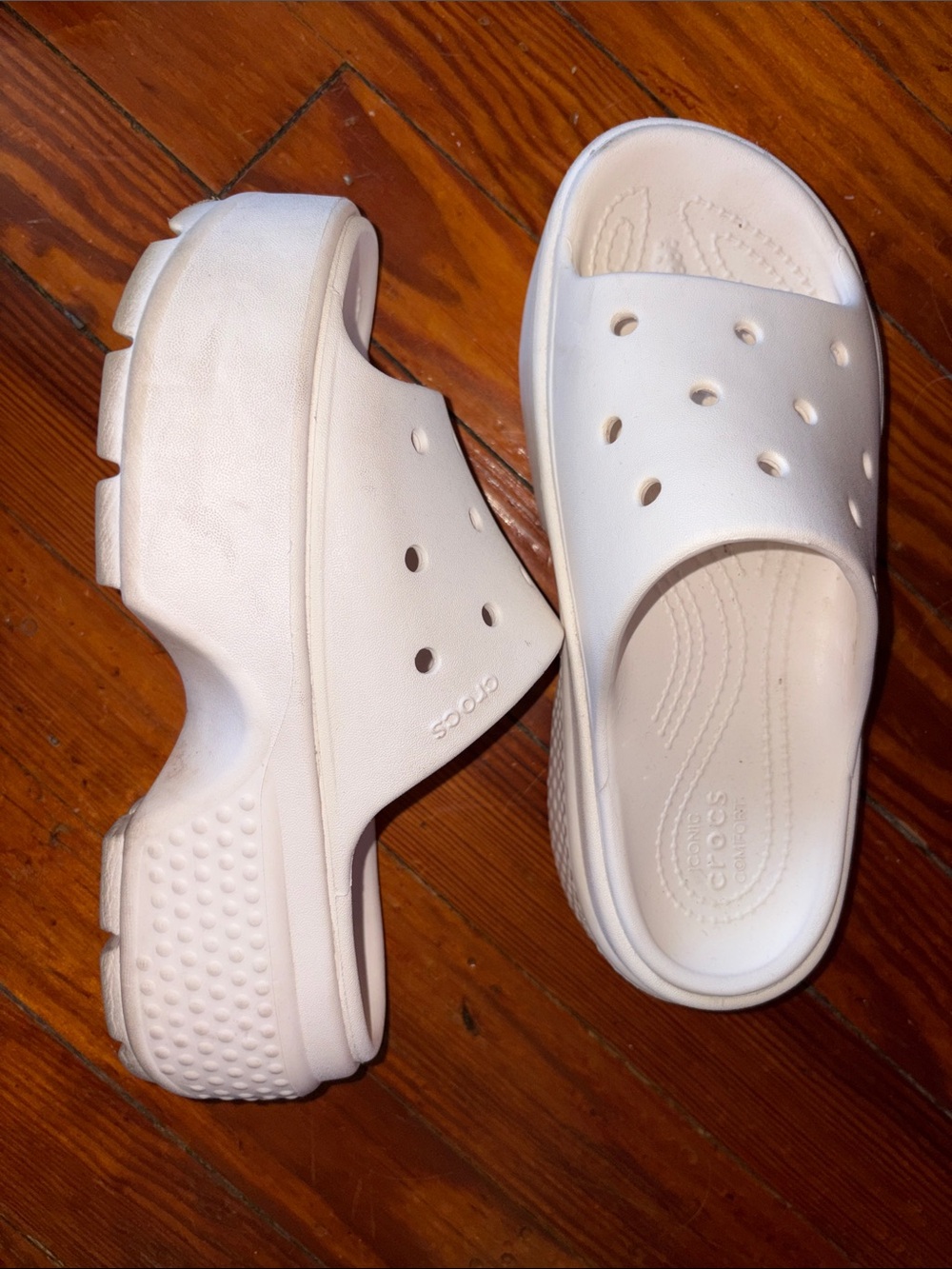 CROCS Platform Stomp Slides White 6W